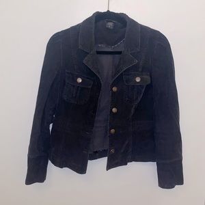 Black Corduroy Button-Up Jacket